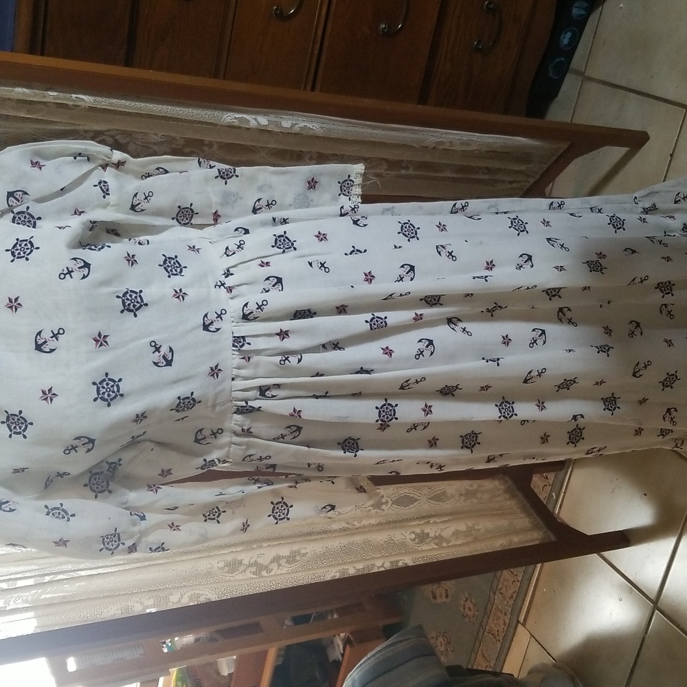 Nautical Costume dress with Victorian lace trimmed collar